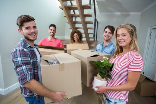 Moving van and loading team preparing a customer booking