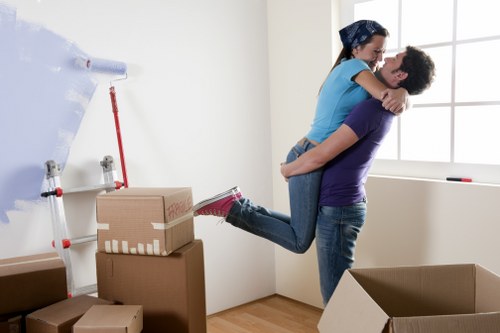 Removal team preparing a Shoreditch house move in a busy East London street