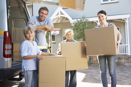 Recyclable cardboard and household items separated for transfer station processing